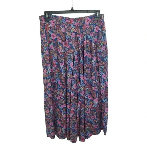 {Portraits by Northern Isles} Women's Vintage Paisley Floral Print Cullottes - Picture 4 of 12